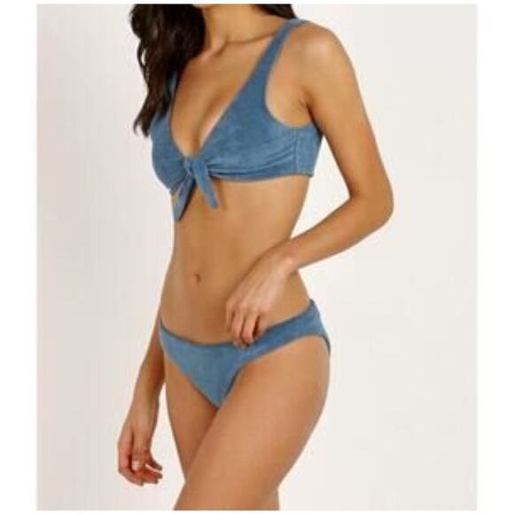 NWT Mara Hoffman Rio Plunged Front Tie Bikini Top Beach Swim Surf Paddle - Picture 1 of 6